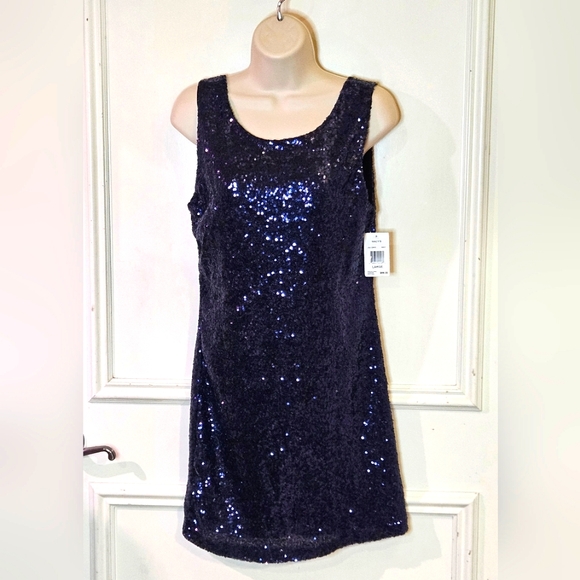 Crystal Doll Navy Blue Sequin Sleeveless Cocktail Dress, Large (Juniors), NWT - Picture 8 of 16